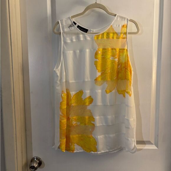 INC Sleeveless White and Yellow Floral Top sz 16 - Picture 1 of 5